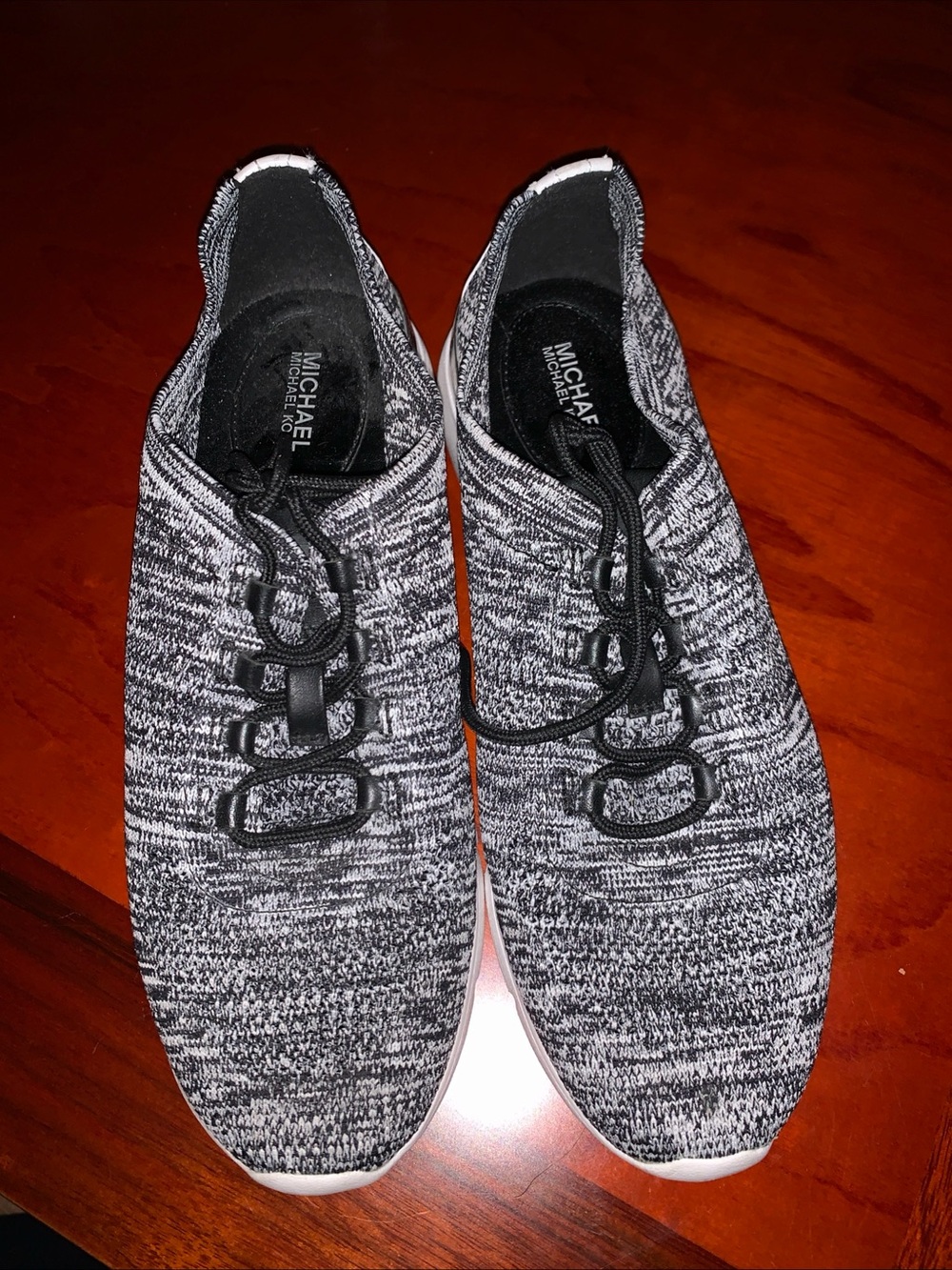 Michael Kors Women's Black & White Knit Lace-Up Sneakers
